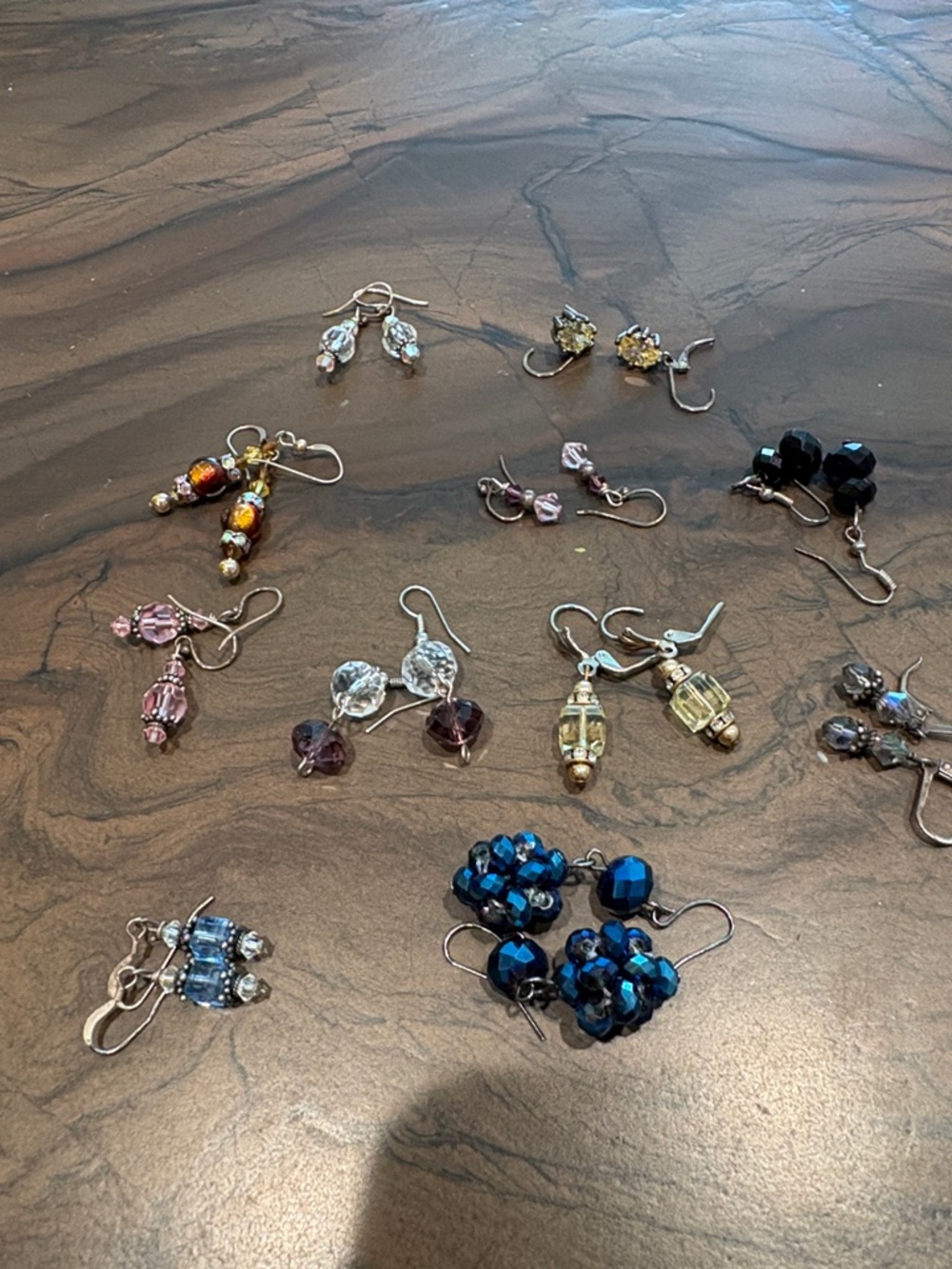 Assorted Women’s Beaded Drop Earrings - Blue, Black, Pink, Gold Tones